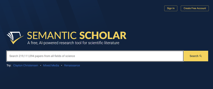 Semantic Scholar 官網 