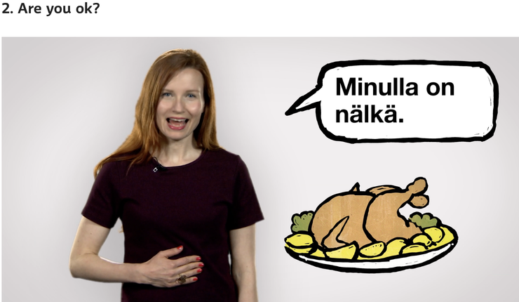 芬蘭文：我肚子餓。