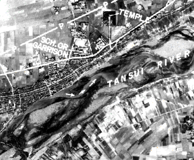 美軍在1944年拍攝的空照圖，新莊街以北幾乎都是農田