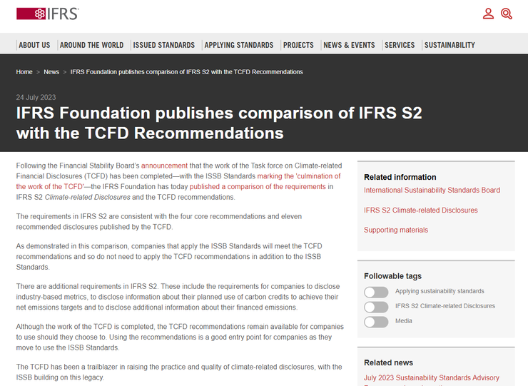 IFRS S2 與 TCFD 兩者之間的差異，資料來源：IFRS Foundation