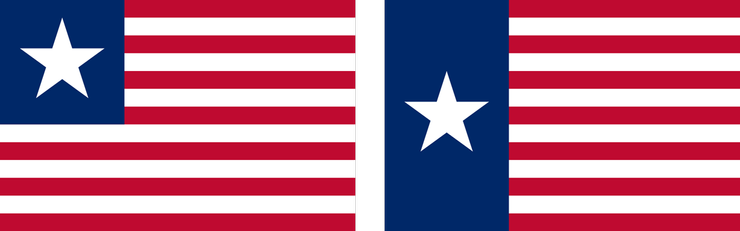 德克薩斯海軍軍旗（左）與現在德州海軍協會的旗幟（右）