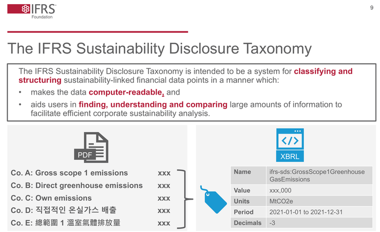 IFRS Sustainability Disclosure Taxonomy，資料來源：IFRS Foundation