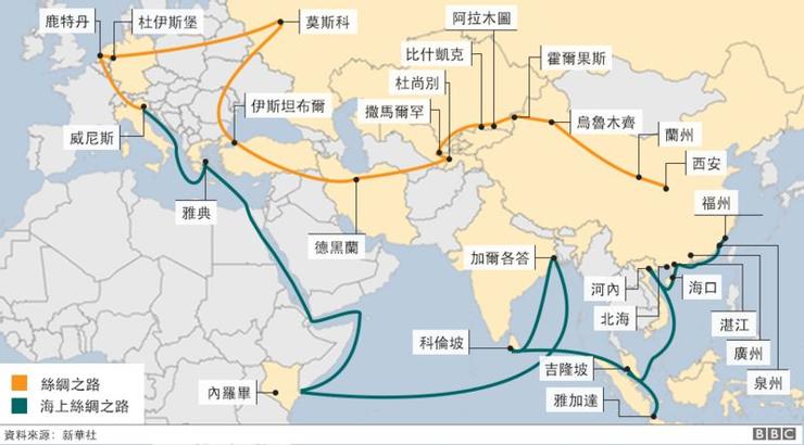 一帶一路是陸權取代海權的大戰略 (圖/BBC)