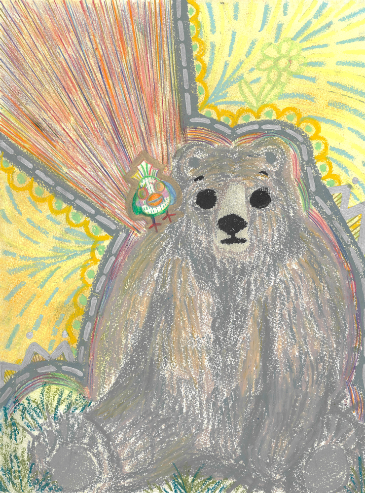 《 失 眠 的 粉 棕 熊 不 想 說 話 》 手 繪 原 畫