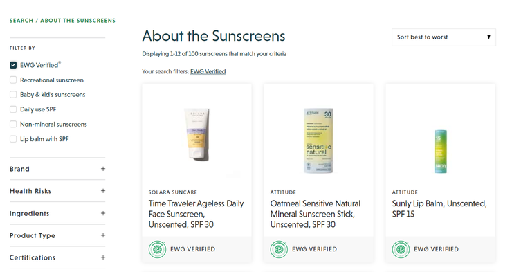 EWG Verified Sunscreen List