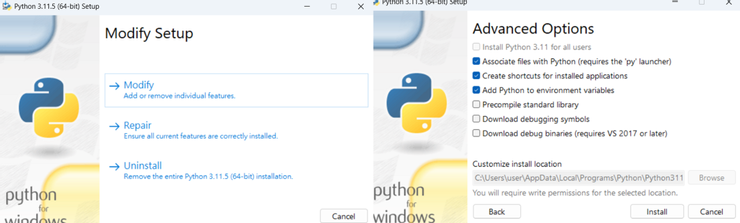 忘記安裝時把 Python 添加為環境變數就再點一次 .exe 安裝檔吧