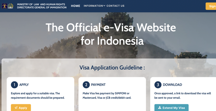 印尼簽證官方網站