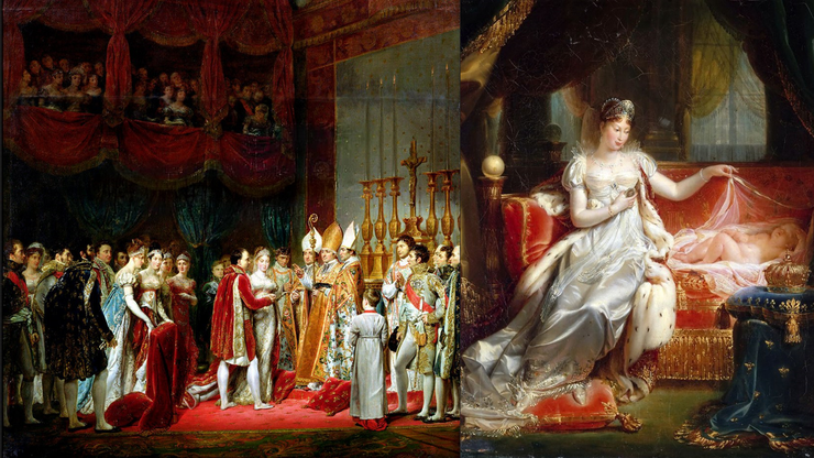 拿破崙的第二任妻子瑪麗路易莎（左）為拿破崙與瑪麗露易莎的婚禮，（右）為瑪莉路易莎與拿破崙二世