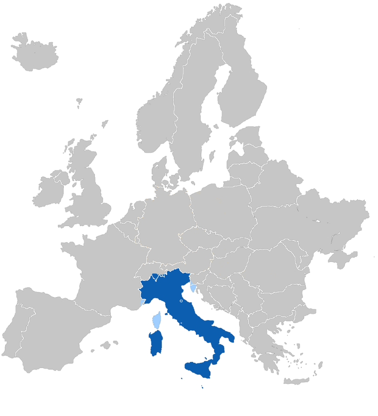 義大利語在法國科西嘉、尼斯及東歐伊斯特利亞半島都是第二語言