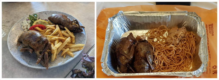 左圖：餐廳的鴿子塞飯/右圖：奶奶做的