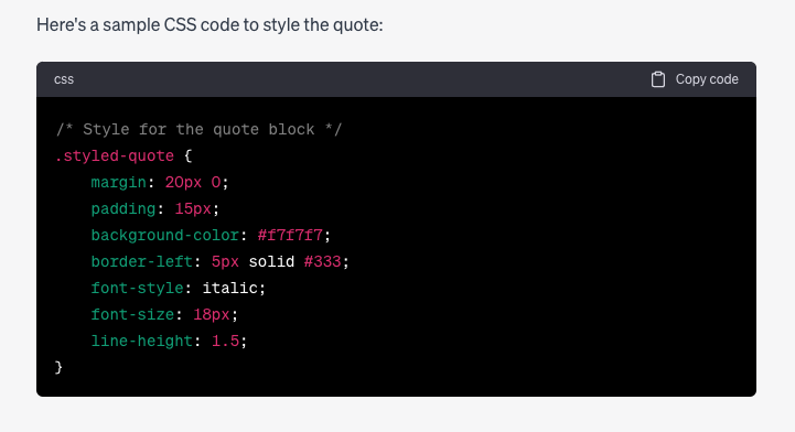 ChatGPT CSS Code 範例示意
