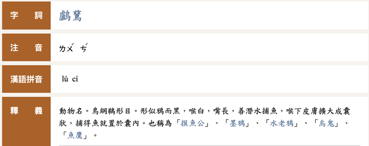 [Taiwan Ministry of Education]. (n.d.). 台灣教育部重編國語亂典修訂本 [Taiwan Ministry of Education Revised Mandarin Dictionary]. https://dict.revised.moe.edu.tw/dictView.jsp?ID=65938&la=0&powerMode=0