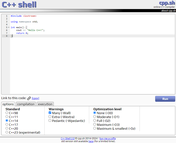 C++ shell 畫面