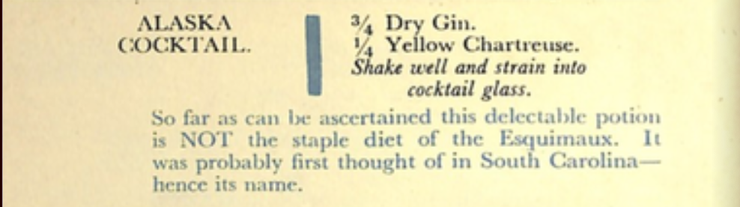 1930年出版的The Savoy Cocktail Book裡Alaska就使用了Dry Gin取代Old Tom Gin