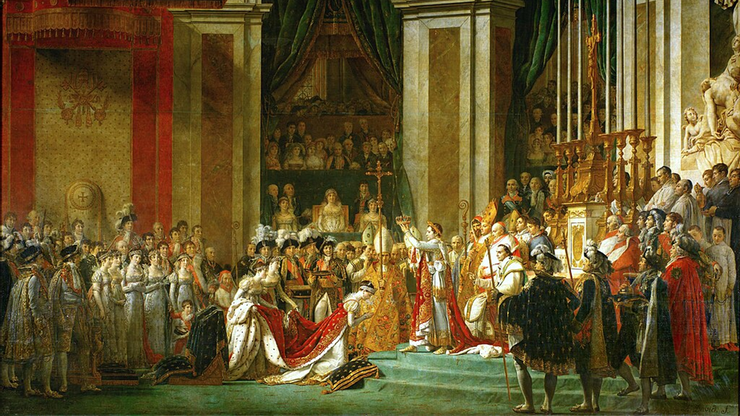 由法國畫家雅克路易大衛於1807年完成的《拿破崙加冕》，目前收藏於羅浮宮內，是著名描繪拿破崙為其妻子約瑟芬加冕為皇后的場景。大衛於1808年受美國所託又另外繪製了一個複製版本，目前收藏於凡爾賽宮