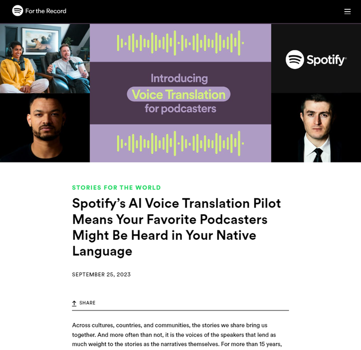 Voice Translation on Spotify
