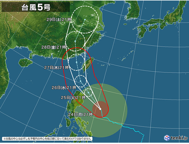 週一24日晚間日本氣象協會最新預測截圖