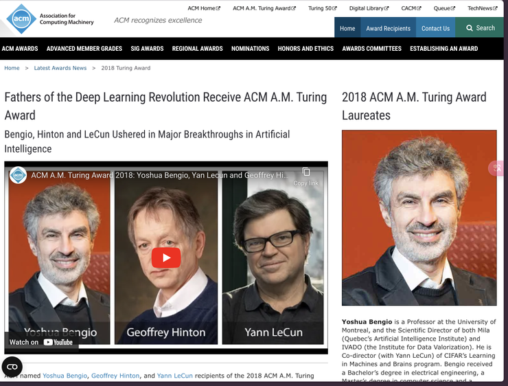 Fathers of the Deep Learning Revolution Receive ACM A.M. Turing Award