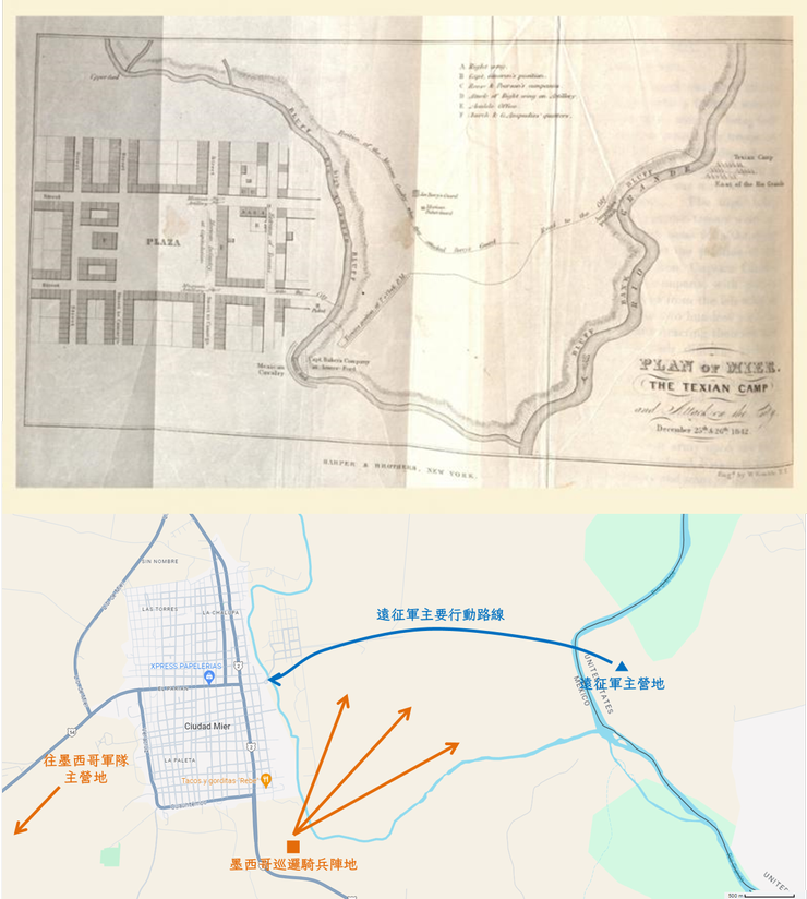 米埃爾城周邊地圖與雙方行動簡圖。