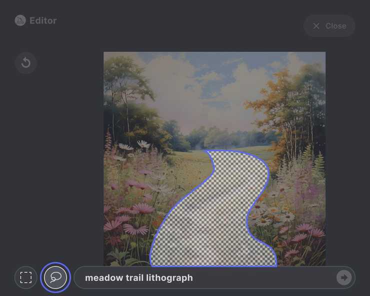 運用功能鍵『繩索』:圈出你想要更換的圖片區域