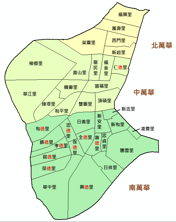 圖6－萬華村里行政區圖
