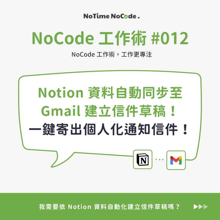 NoCode 工作術，一鍵寄出個人化通知信件貼文示意