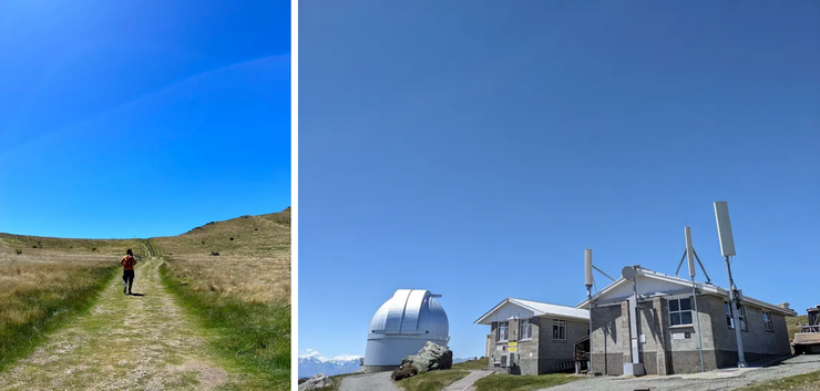圖左：Mt John Summit Circuit Track；圖右University of Canterbury Mt John Observatory