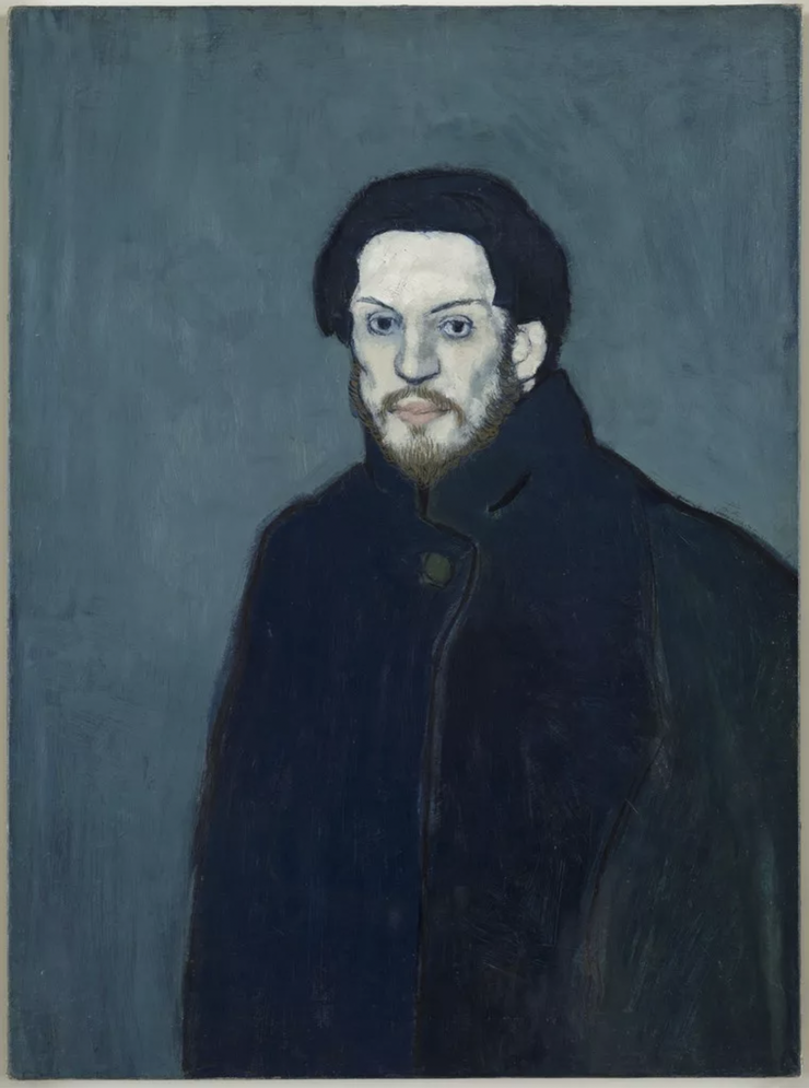 畢卡索 Pablo Picasso，《藍色自畫像》（Blue Self-Portrait），1901。