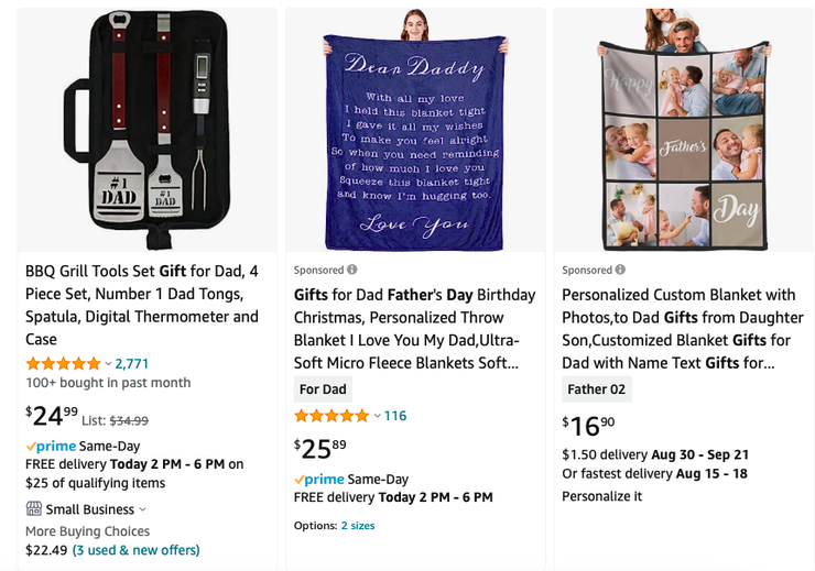 各種父親節禮品（圖片來源：Amazon.com)