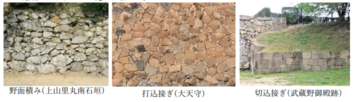 姬路城中不同時代的三種石垣/照片來源：姫路城「しろまる会」