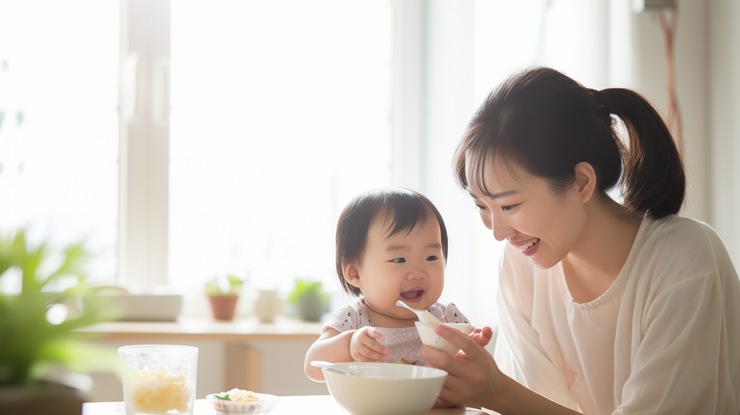 媽媽煮了易於消化且營養豐富的副食品,準備讓寶寶有不同的體驗