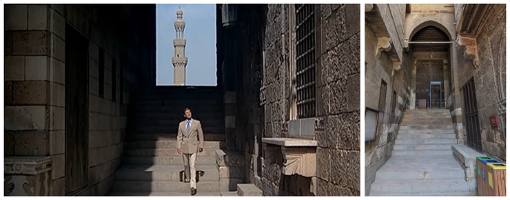 左圖：1977年"007:The spy who loved me"電影中敞開的大門/右圖：現今緊閉的大門
