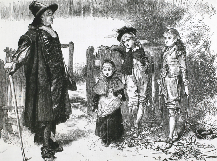 一個清教徒斥責孩子們在假期採摘冬青