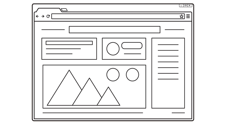 An illustration of a wireframe showing a basic sketch of a website