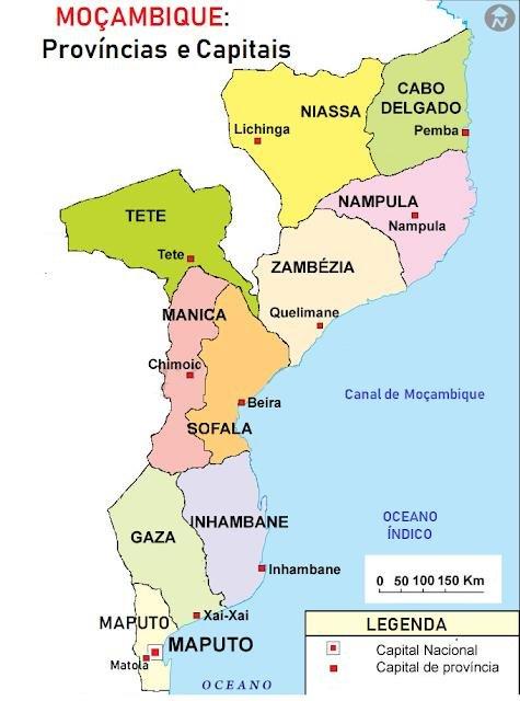 首都馬布托在南部；人口最多的Nampula省在北部