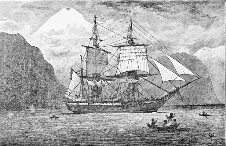 1890年版《小獵犬號的航行》插圖，由羅伯特．普里切特繪製（Robert Taylor Pritchett, 1828 - 1907）。
