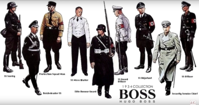Hugo Boss為納粹黨設計的軍服（但也有說法是Hugo Boss僅參與製作軍服，並無參與設計）