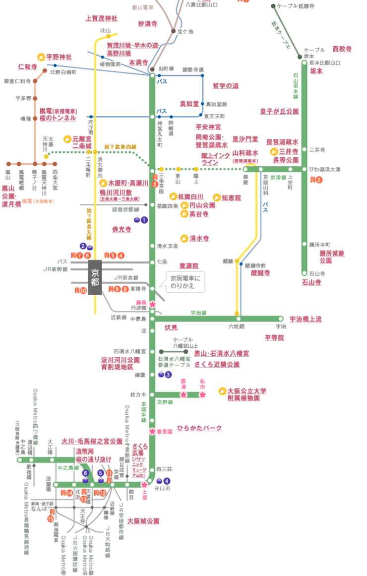 京阪電車沿線櫻花景點