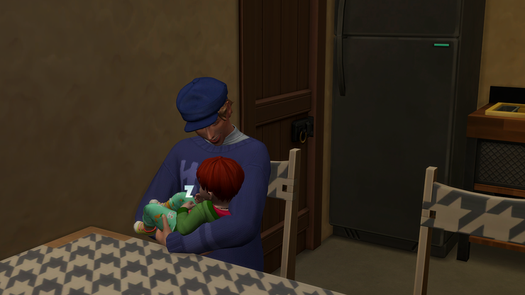 沒有嬰兒床只好麻煩爸爸自己抱著
