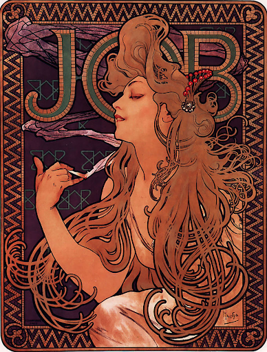 圖1《喬勃牌捲煙紙》1896，阿爾豐斯·慕夏