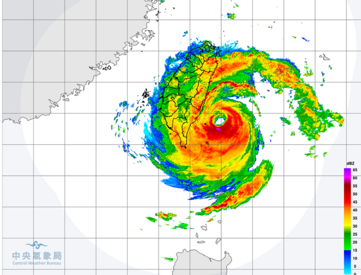 海葵颱風雷達回波圖(圖源:中央氣象局)