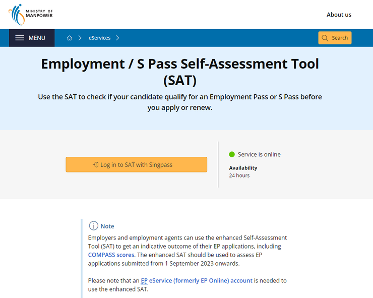 Employment / S Pass Self-Assessment Tool