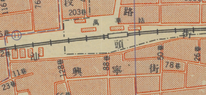 圖１－萬華車站周邊(1952臺北市街道詳細圖)