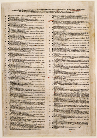 1517年紐倫堡印刷的《九十五條論綱》，現藏於柏林國家圖書館。