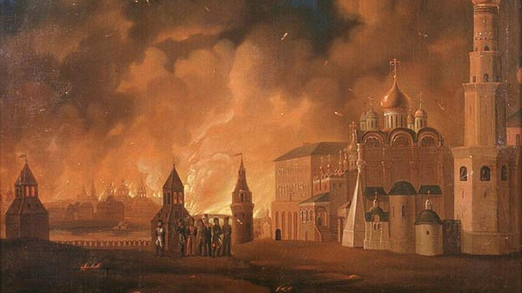 畫作描繪莫斯科大火的景象