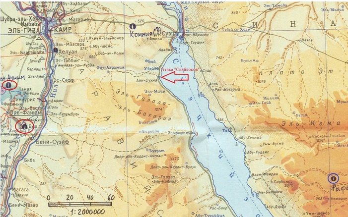 圖中左側兩個紅圈標示就是兩支蘇聯戰鬥機編隊起飛的機場,距離前線大約100多公里,看似不長,但對於內油本就不足又需要長時間開啟加力的米格21而言已經頗有壓力。