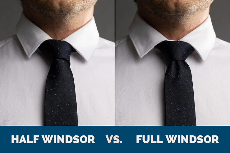 半溫莎結（Half Windsor）和全溫莎結（Full Windsor）的外觀。來源：The Modest Man.com