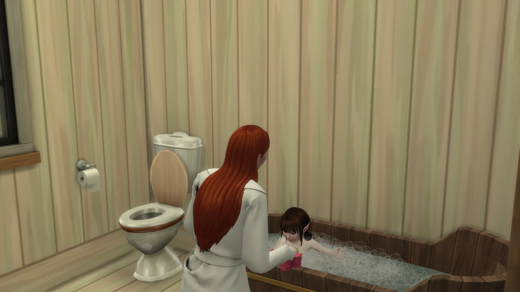 短暫的回來一下讓莉奧拉帶一下孩子，洗泡泡澡超可愛