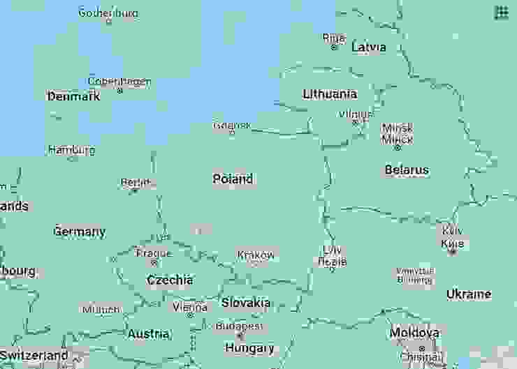 黃點是 Wrocław，在 ❙波蘭❙ 西部，是西方緩 ❙烏❙ 軍民物資的集散重鎮