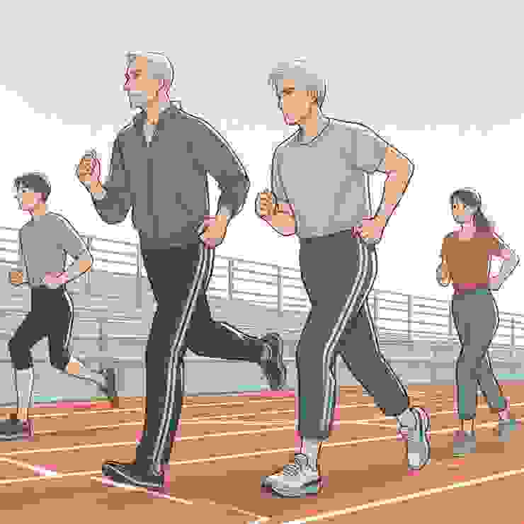 跑步健走示意圖：成功人士每天跑步或健走，數十年如一日。(圖片來源：Copilot AI 生成圖)
